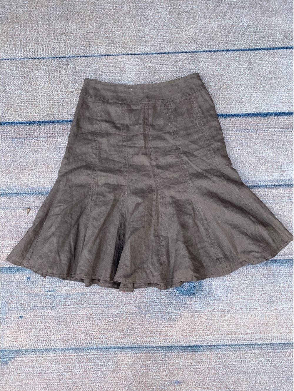 Western boho Chic Romantic folk mori kei chocolate brown linen gored long skirt